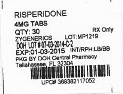 Label Image for 4mg - Risperidone 4mg